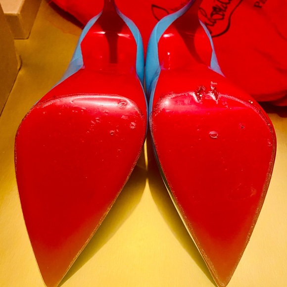 Louboutin Paris So Kate 120 Patent Pacific Blue size 37 worn 1 Time - Saks 5th - Picture 4 of 12